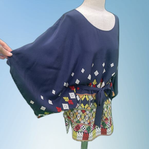 Silk Japanese kimono tunic top draping sleeve Twelfth Street by Cynthis Vincent - Picture 1 of 13
